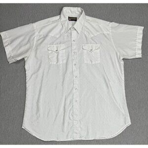 Vintage Panhandle Slim Mens White Western Short Sleeve Shirt Pearl Snap Sz 18.5